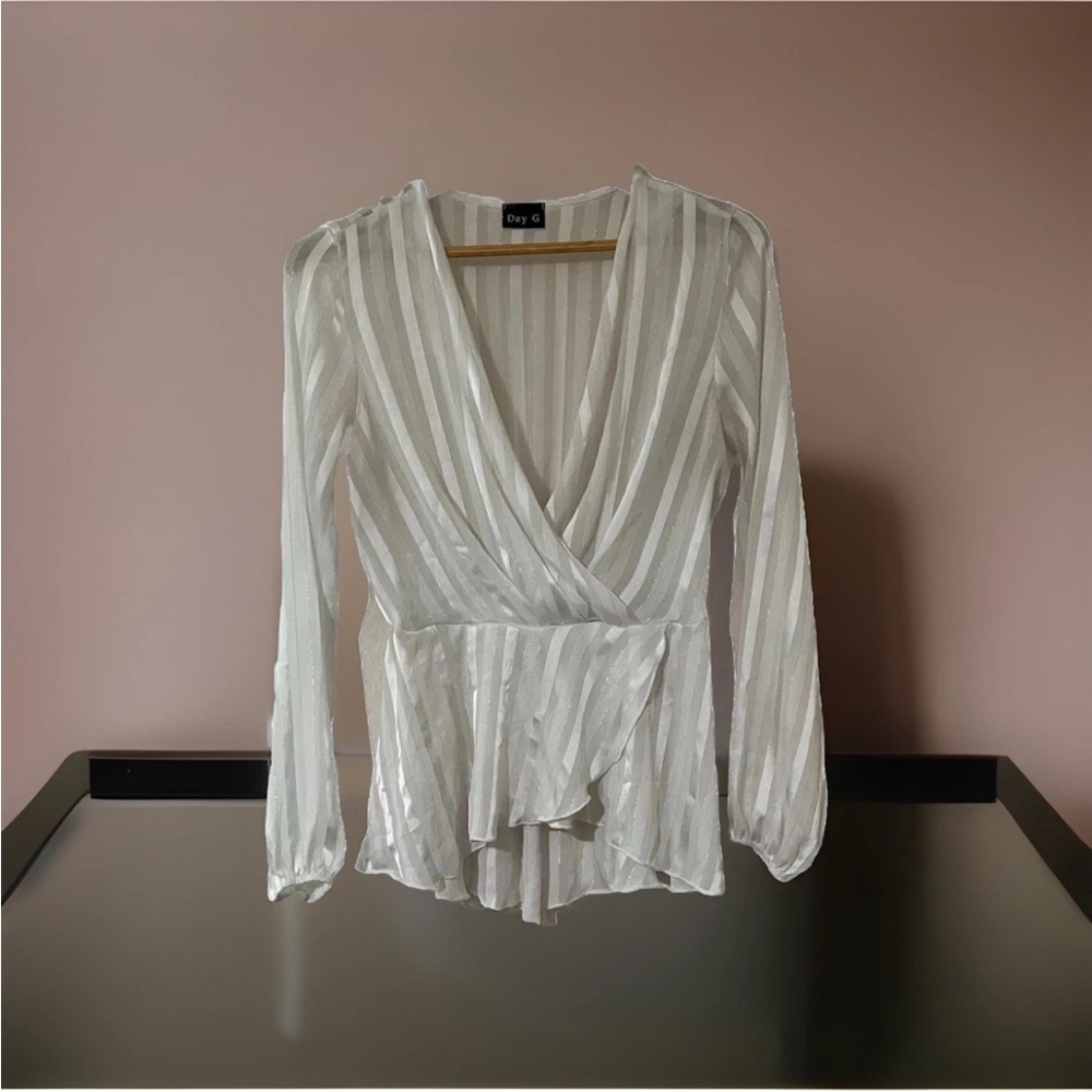 Y2K Day G Brand Blouse Medium Cream Stripes